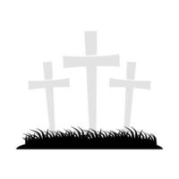 túmulos de cemitério com ícone isolado de cruzes