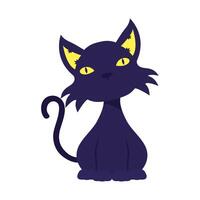 ícone isolado de gato de halloween mascote preto vetor