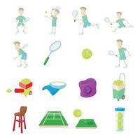 conjunto de ícones de tênis, estilo desenho animado vetor