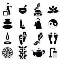 conjunto de ícones de spa, estilo simples vetor