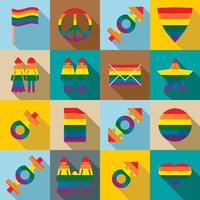 conjunto de ícones do orgulho gay, estilo simples vetor