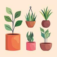 ícones de plantas dentro de vasos