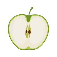 suculento e saudável verde fino fatia do maçã isolado em branco fundo. vetor fatiado fruta ilustração dentro plano estilo. verão clipart para Projeto do cartão, bandeira, folheto, oferta, poster, ícones