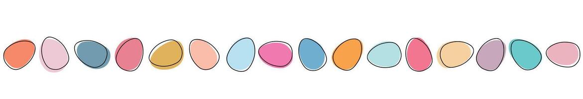 Páscoa ovos desatado fronteira. decorativo horizontal bandeira com Páscoa ovos isolado em branco. conjunto do simples colorida ovos. Páscoa decoração com pintado ovos. vetor fronteira para feriado.