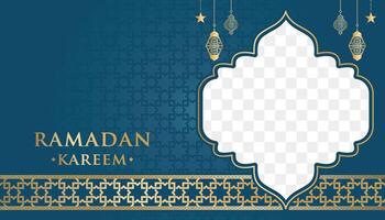 islâmico Ramadã kareem eid Mubarak árabe luxo ornamental fundo com islâmico padronizar e decorativo enfeite quadro, Armação vetor