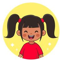 sorridente chinês garota. feliz criança. avatar para social redes. vetor ilustração