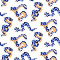a 2025 serpente padronizar é azul e geometricamente rastejando com textura. isolado sinuoso cobras dentro diferente poses. moderno vetor ilustração dentro uma plano estilo. texturizado cobras estão diverso