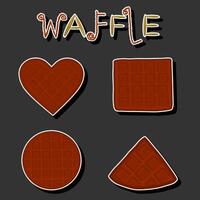 ilustração em tema grande kit diferente tipos bolacha waffle com célula, sobremesa bolacha vetor