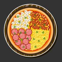 ilustração em tema grande quente saboroso pizza para pizzaria cardápio vetor