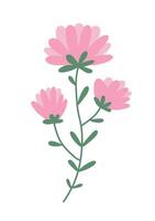 solteiro Rosa flor. plano vetor ilustração isolado em branco fundo.