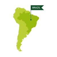 Brasil em a sul América s mapa com palavra Brasil em uma em forma de bandeira marcador. vetor isolado em branco fundo.