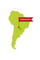 Paraguai em a sul América s mapa com palavra Paraguai em uma em forma de bandeira marcador. vetor isolado em branco fundo.