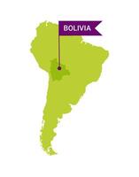 Bolívia em a sul América s mapa com palavra Bolívia em uma em forma de bandeira marcador. vetor isolado em branco fundo.