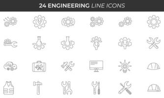 Engenharia linha ícones definir. engenheiro, Ferramentas ícones coleção. vetor