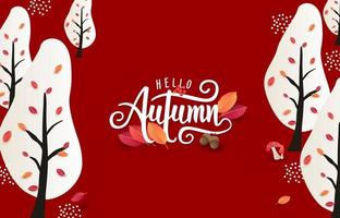 layout de fundo de outono decore com folhas e design de caligrafia de outono vetor