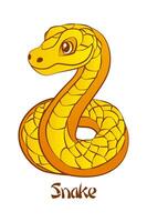 vetor desenho animado serpente. ilustração do fofa amarelo serpente.