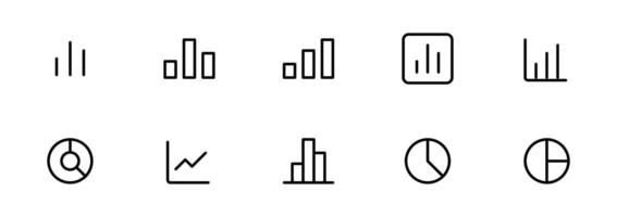 gráfico ícone definir. crescendo bar, o negócio gráficos e gráficos ícones. Estatisticas e analytics vetor ícone. estatística e dados, gráficos diagramas, dinheiro, baixa ou acima seta. editável AVC. vetor ilustração.