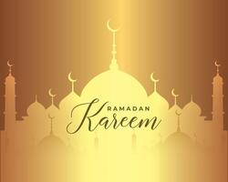 Ramadã kareem islâmico Projeto crescente lua e mesquita cúpula silhueta com árabe padronizar. vetor