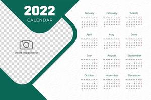 Modelo de calendário 2022 definido para corporativo. planejador de calendário de ano novo começa na segunda-feira vetor
