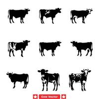 gado reino diverso vaca silhuetas para casa de fazenda decoração e agrícola apresentações vetor