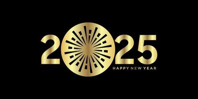 2025 Novo ano logotipo Projeto com ouro colori números em Preto fundo vetor