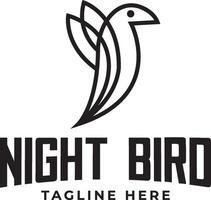 noite pássaro mínimo linha logotipo modelo Projeto Preto vetor