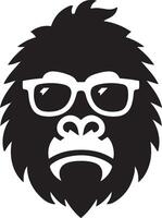 gorila dentro oculos escuros. gorila face em branco fundo. legal gorila ícone. vetor