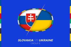 Eslováquia vs Ucrânia futebol Combine ícone para europeu futebol torneio 2024, versus ícone em grupo estágio. vetor
