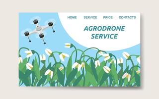 agrodrone serviço aterrissagem página projeto, inteligente agricultura vetor