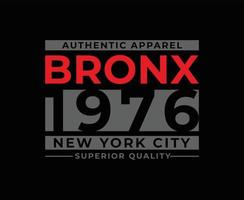design de t-shirt vetorial de tipografia bronx new york city vetor