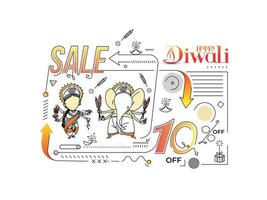 feliz diwali venda banner cartaz, ilustração vetorial. vetor