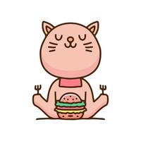 gato bonito pronto para comer ilustração de hambúrguer. gráficos vetoriais para impressões de camisetas e outros usos. vetor