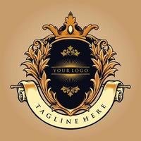 melhor empresa de luxo com logotipo de emblema de rei vetor