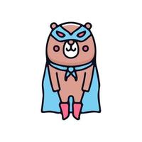 ilustração do super-herói do urso dos desenhos animados. gráficos vetoriais para impressões de camisetas e outros usos. vetor