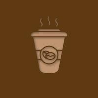 café para viagem ícone de corte de papel. copo de café descartável com tampa. sinal da casa de café. ilustração isolada da silhueta do vetor