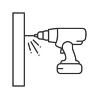 ícone linear de broca sem fio. ilustração de linha fina. chave de fenda elétrica portátil. símbolo de contorno. desenho de contorno isolado de vetor