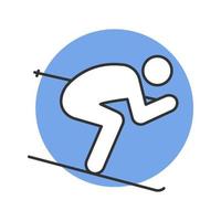 ícone de cor do esquiador. pessoa de esqui. ilustração vetorial isolada vetor