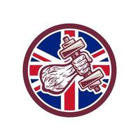 retro ícone de haltere britânico vetor