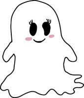 Halloween fantasma fofo fantasma com cílios e blush nos contadores vetoriais isolados vetor