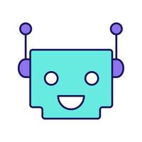 ícone de cor do chatbot. talkbot. robô moderno. bot de bate-papo de cabeça quadrada rindo. assistente virtual. agente conversacional. ilustração vetorial isolada vetor