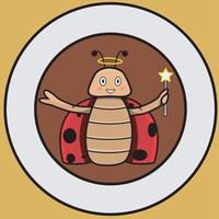 vetor da forma do logotipo do mascote do besouro ao redor e fundo marrom.