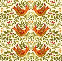 pattern seamless christmas 2022 bird animal.branch leaves elegante xmas design. vetor