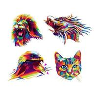 conjunto de animais coloridos vetor