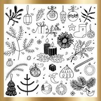 ano novo e Natal um conjunto de elementos isolados do vetor doodle.