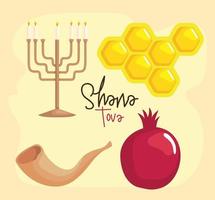 ícones de celebração shana tova vetor