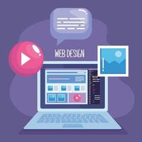 web design no laptop vetor