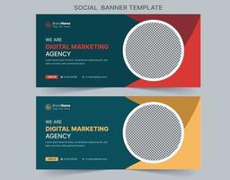 banner web de marketing de mídia social, design de modelo de banner de capa de marketing digital vetor