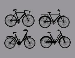 quatro silhuetas de bicicleta vetor