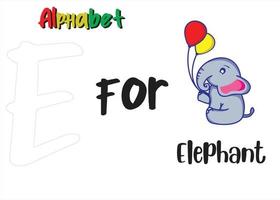 letra do alfabeto e com elefante vetor