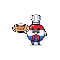 personagem da bandeira holandesa como mascote do chef italiano vetor